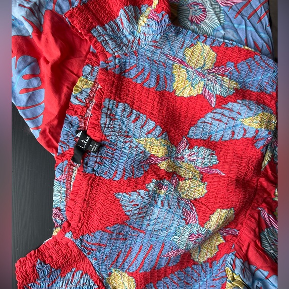 NWOT Lulus Patsy Coral Red Floral Print Off-the-Shoulder Dress | Size S - Picture 4 of 4